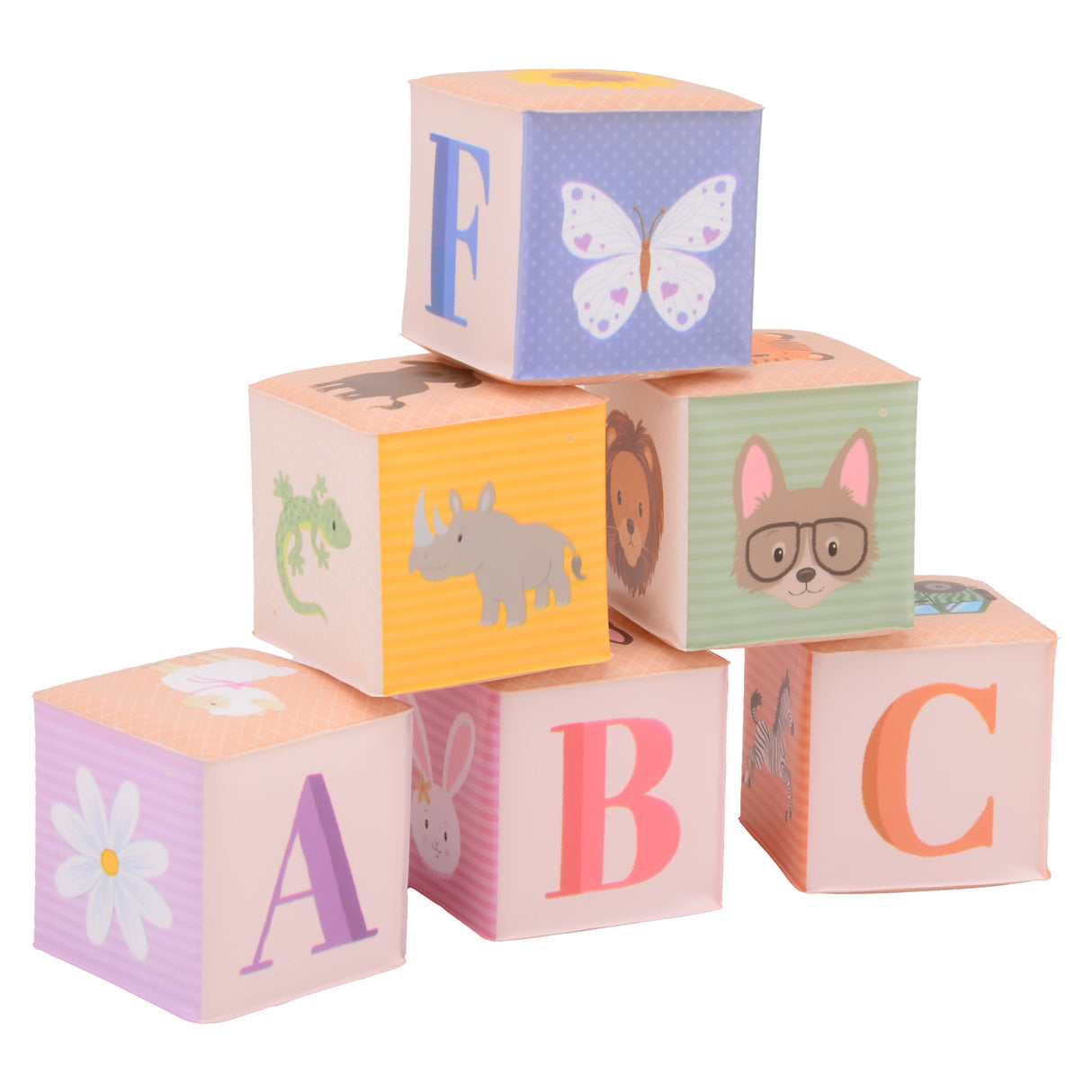 Johntoy Happy World Soft Bath Block Block Animals and Letters, 6dlg.