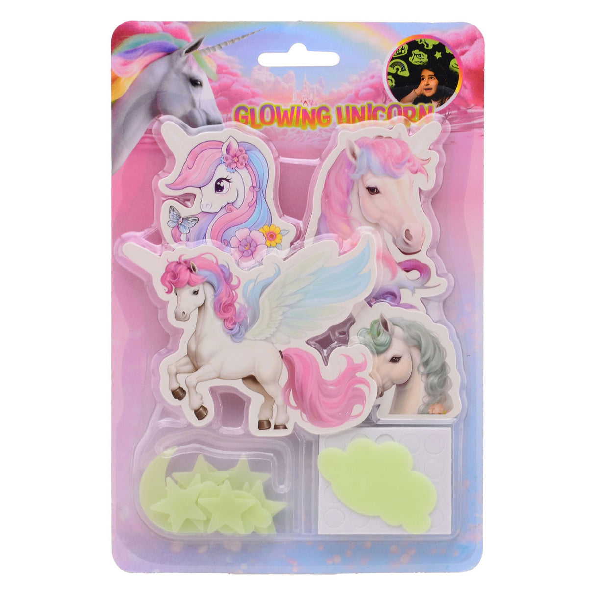 Johntoy pegatinas de pared de unicornio que brillan en la oscuridad