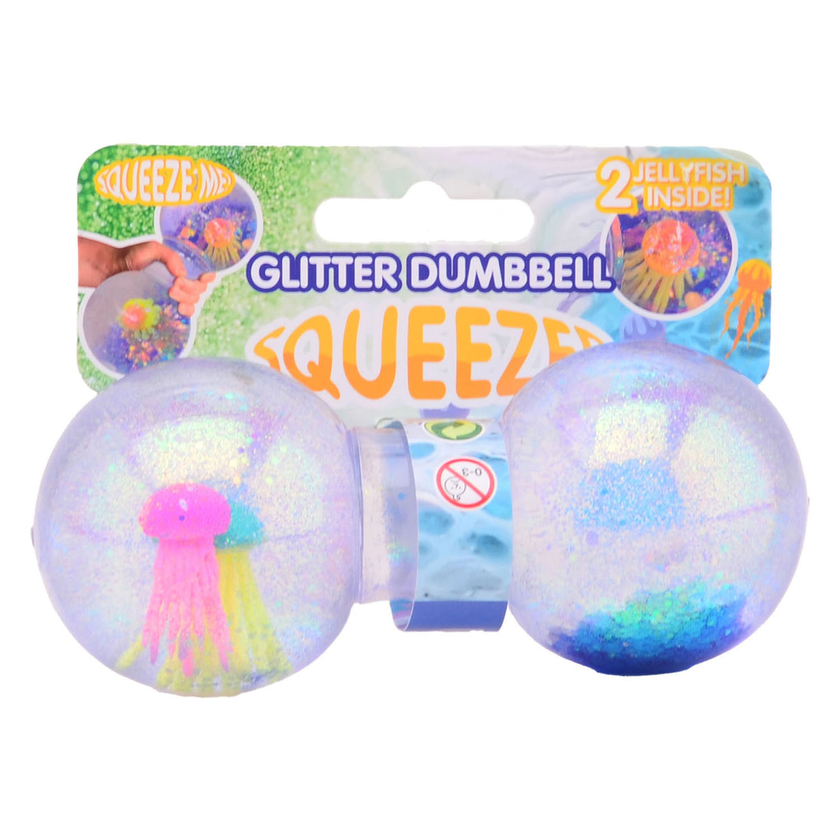 Johntoy glitter squeeze dumbbell with jellyfish