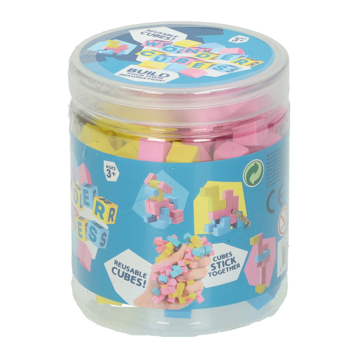 Johntoy self-adhesive reusable magic building blocks in storage box