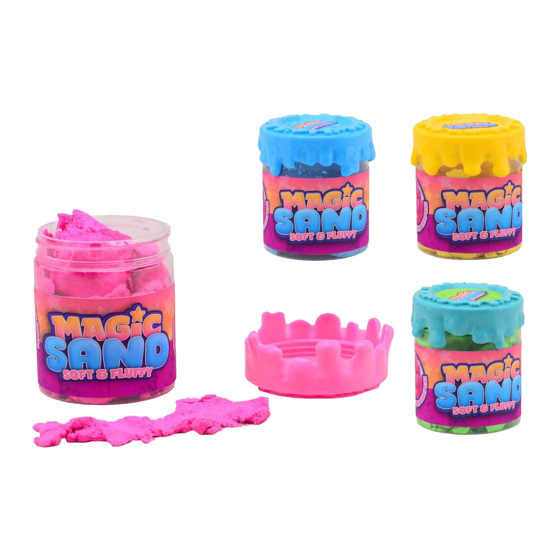 Johntoy colored play sand in jar, 450gr.