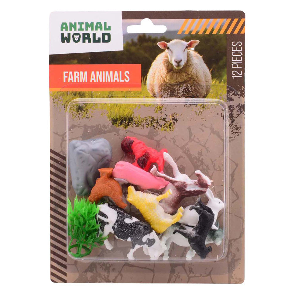 Комплект за игра Johntoy селскостопански животни от 12 части на карта