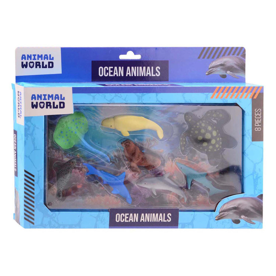 Johntoy animal world - sea animals play set, 8pcs.