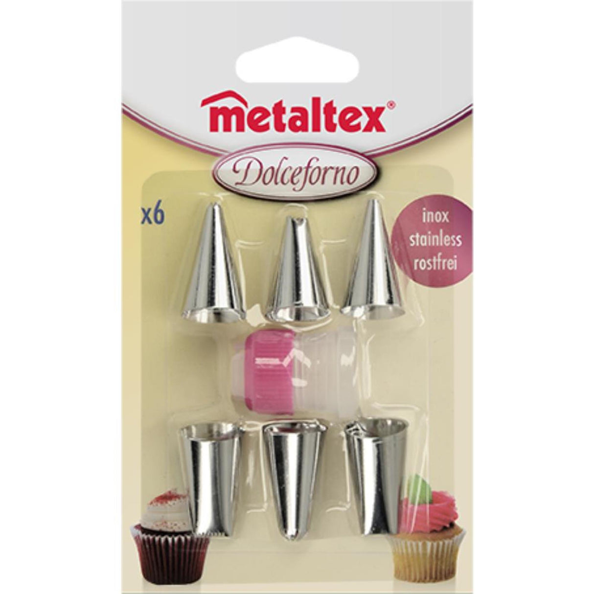 Metaltex dolceforno 6 rvs spuitmondjes