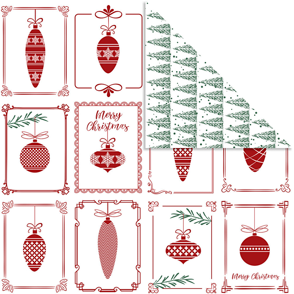 Vivi Gade design paper, Christmas baubles and Christmas trees, sheet 30.5x30.5 cm, 180 g, 5 sheets 1 box