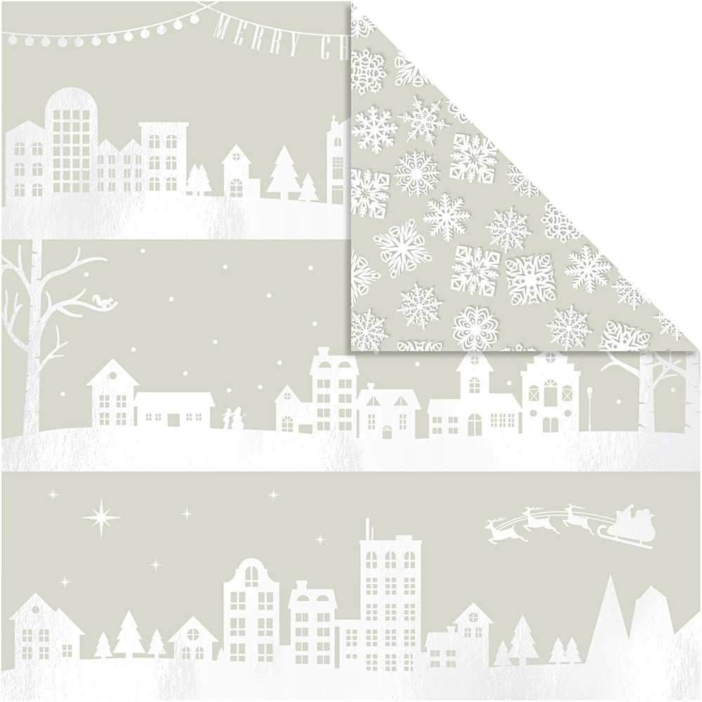 Vivi gade design papier, huizen en sneeuwvlokken, vel 30,5x30,5 cm, 180 gr, 3 vel 1 doos