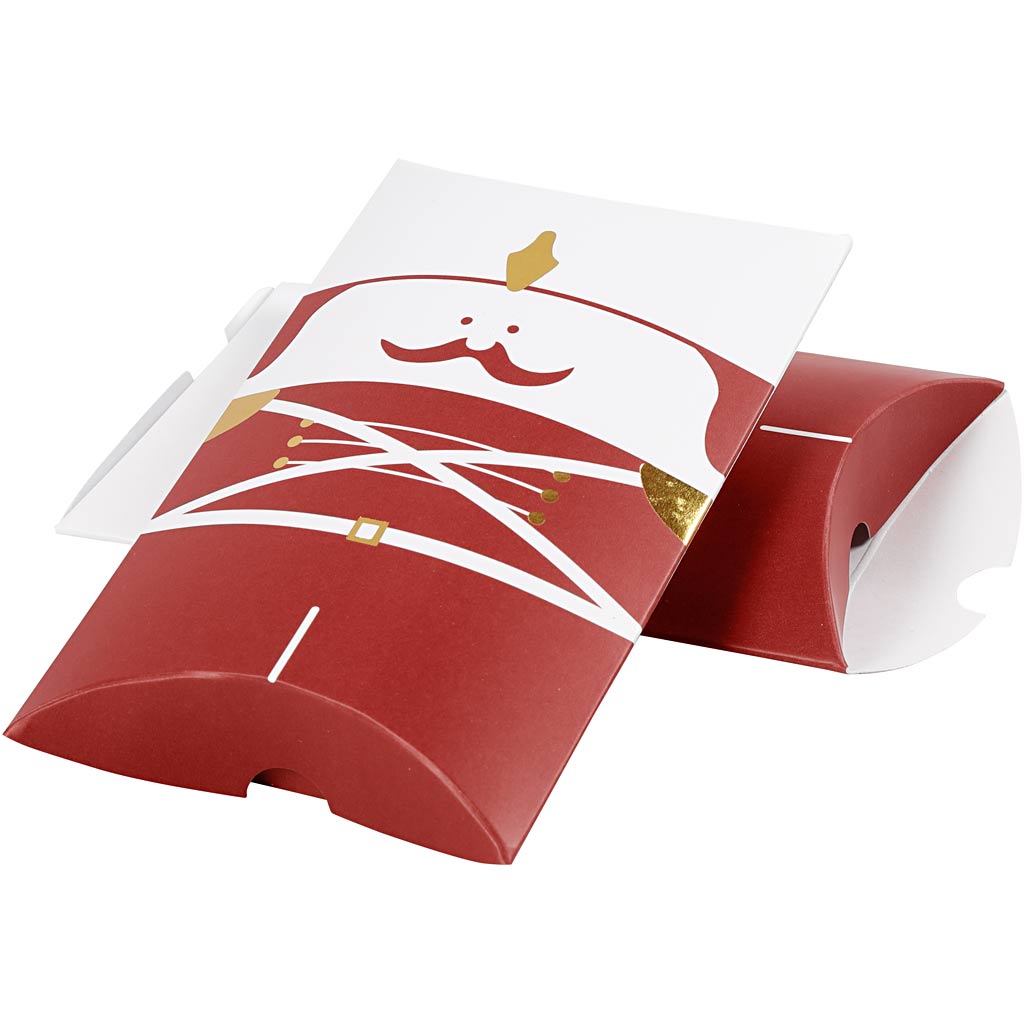 Vivi Gade gift boxes, nutcracker, size 12x9.4x2.5 cm, 300 g, gold, red, white, 3 pieces 1 box