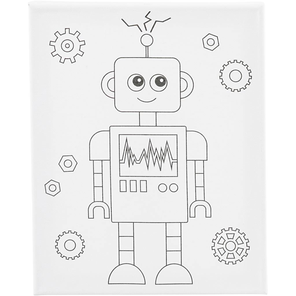 Creative company painting canvas with print, robot, d: 1.6 cm, size 24x30 cm, 360 gr, 1 piece