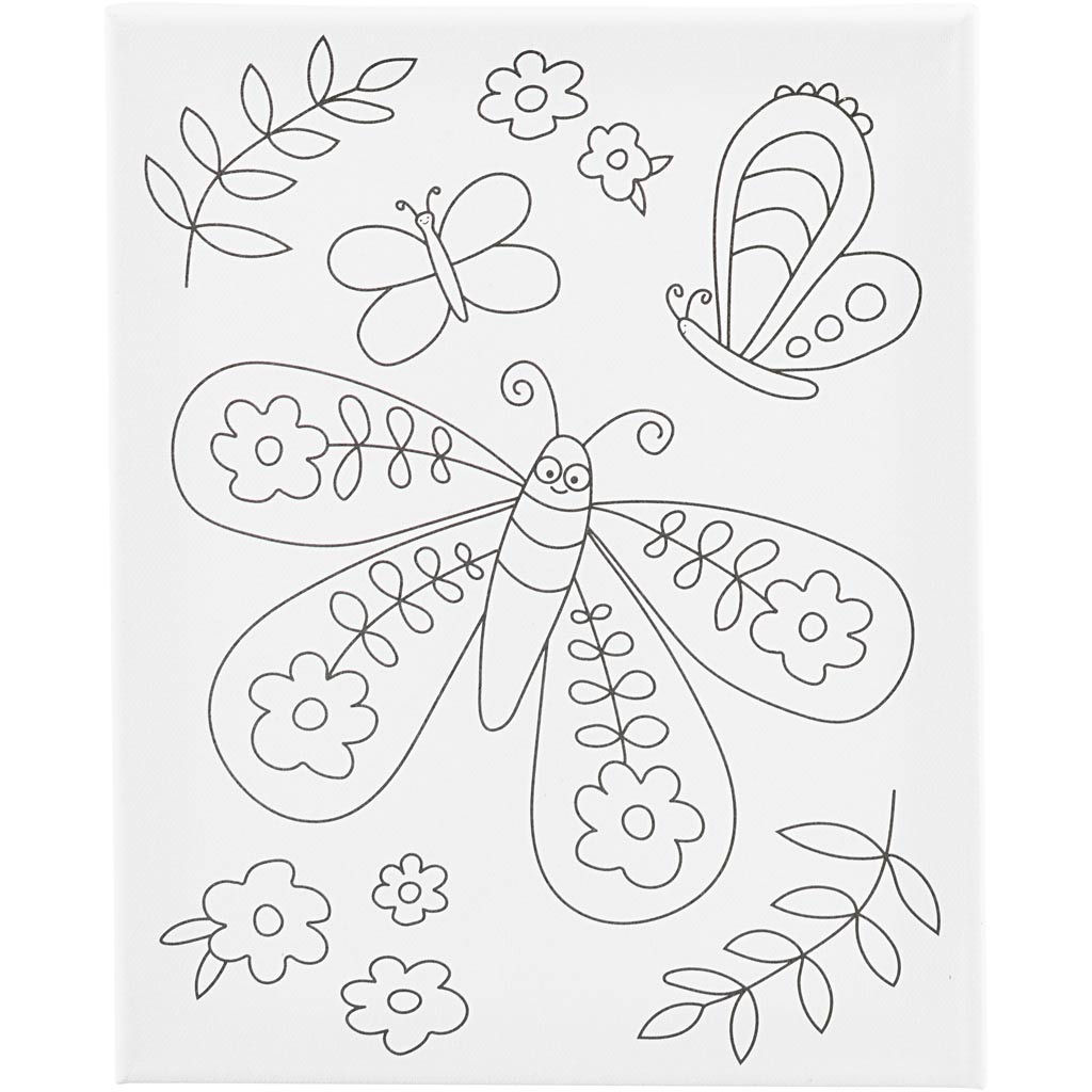 Creativ company painting canvas with print, large butterfly, d: 1.6 cm, size 24x30 cm, 360 gr, 1 piece