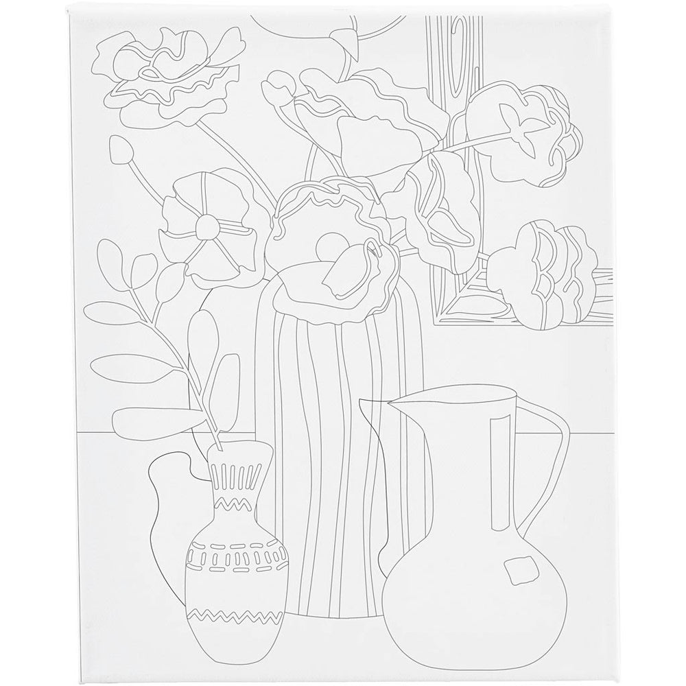 Creative company painting canvas with print, still life with flowers, d: 1.6 cm, size 24x30 cm, 360 gr, 1 piece