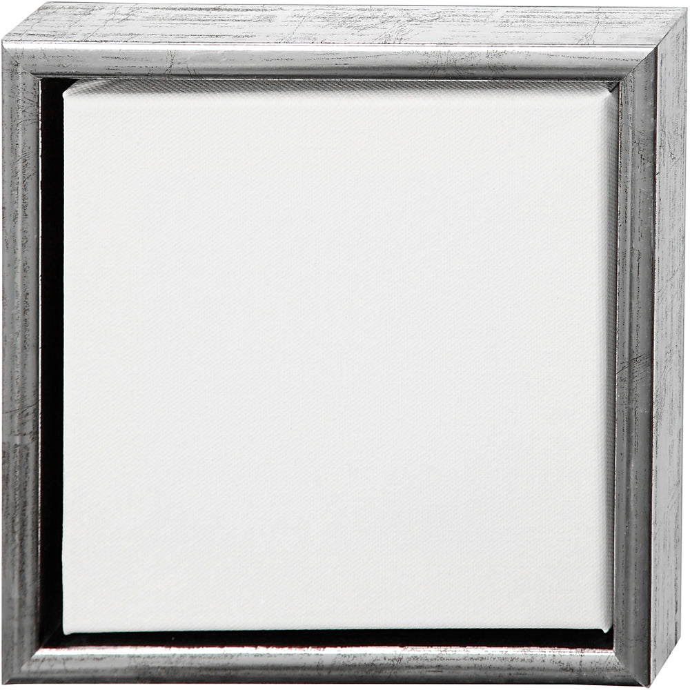 Creativ company canvas with frame, size 20x20 cm, 360 gr, antique silver, white, 1 piece