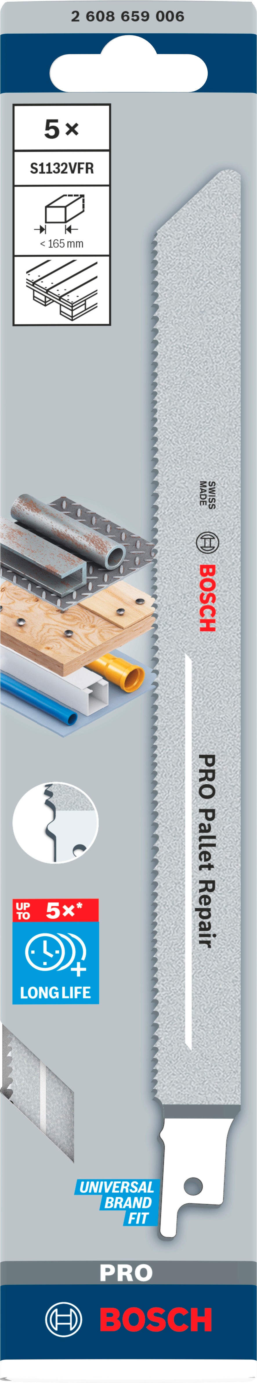 Bosch accessoires pro pallet repair s1132vfr zaagblad | 0 |9 x 19 x 225 mm | 5-delig - 2608659006