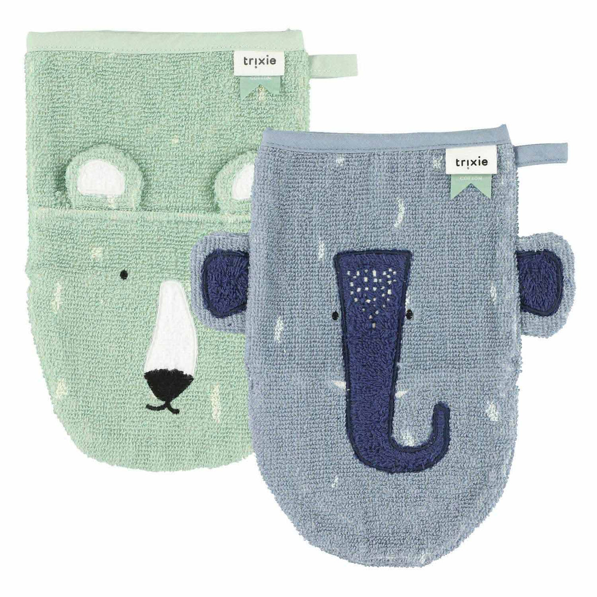 Trixie Washcloths Mr. Bear and Mrs. Elephant, 2pcs.