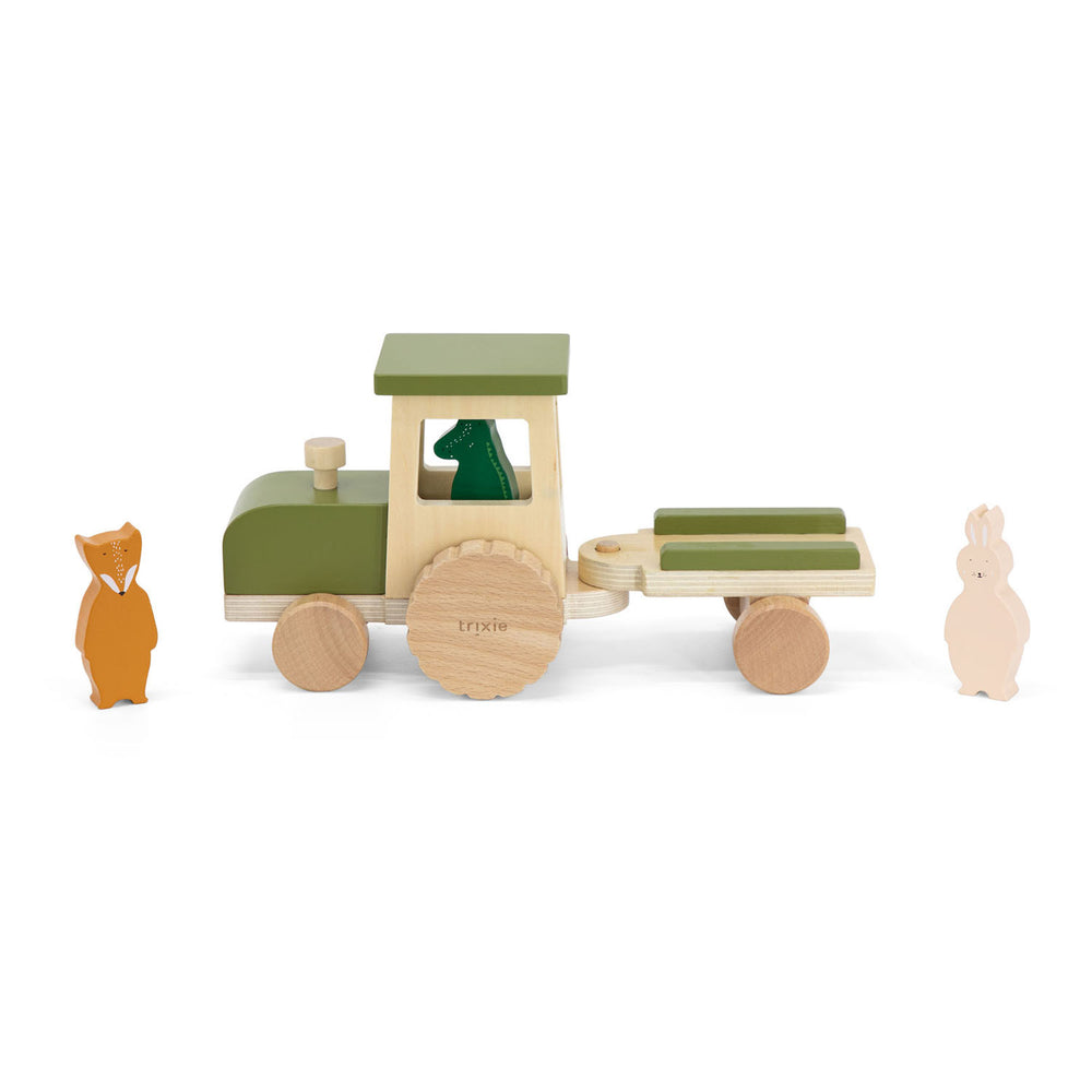 Trixie wooden animal tractor with trailer