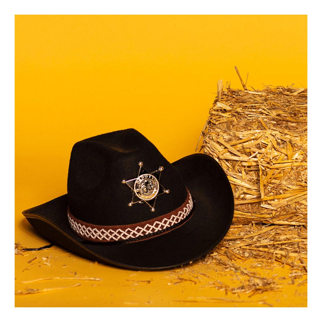 Boland børns hat sheriff sort