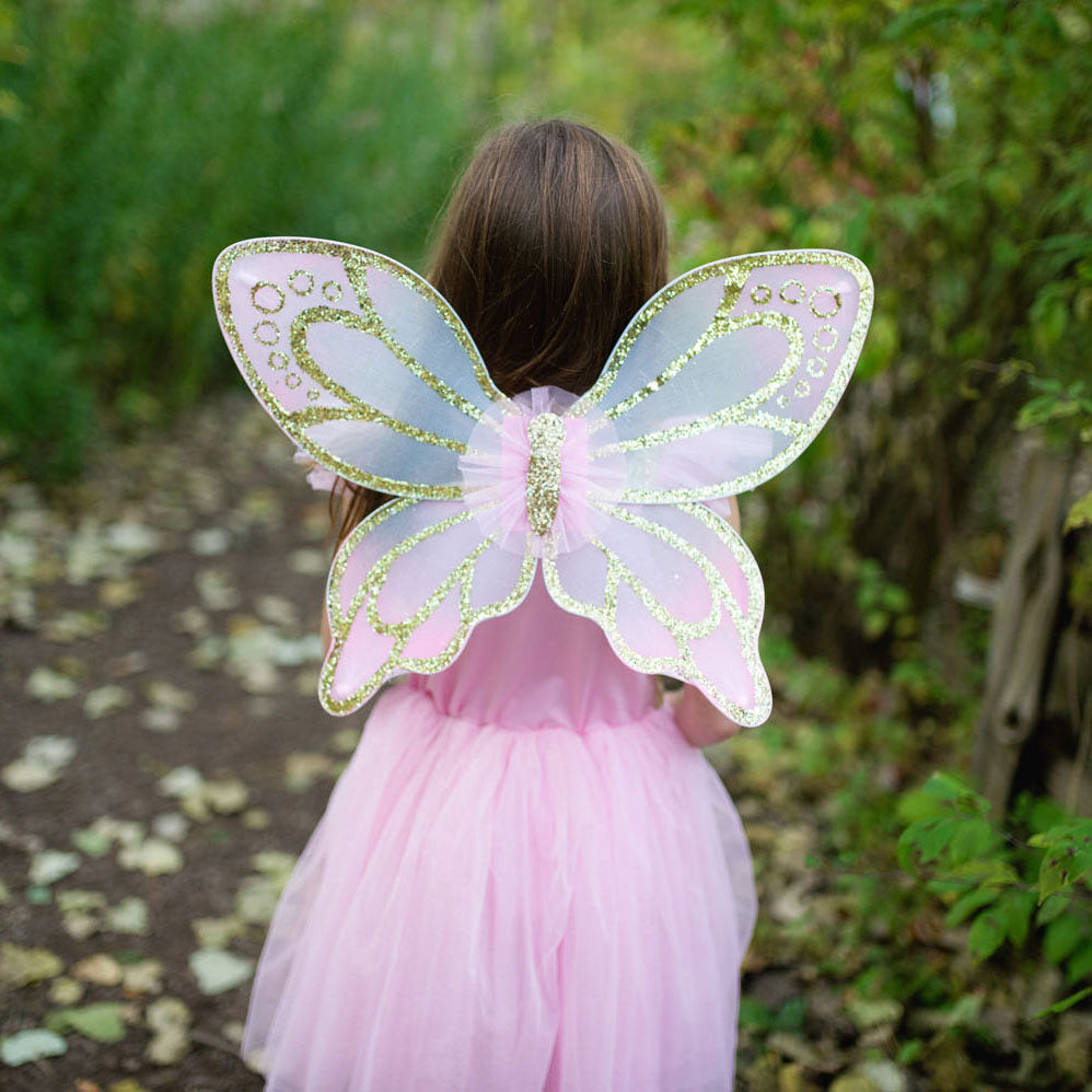 Great pretenders verkleedjurk vlinder goud met vleugels, 5-7 jaar