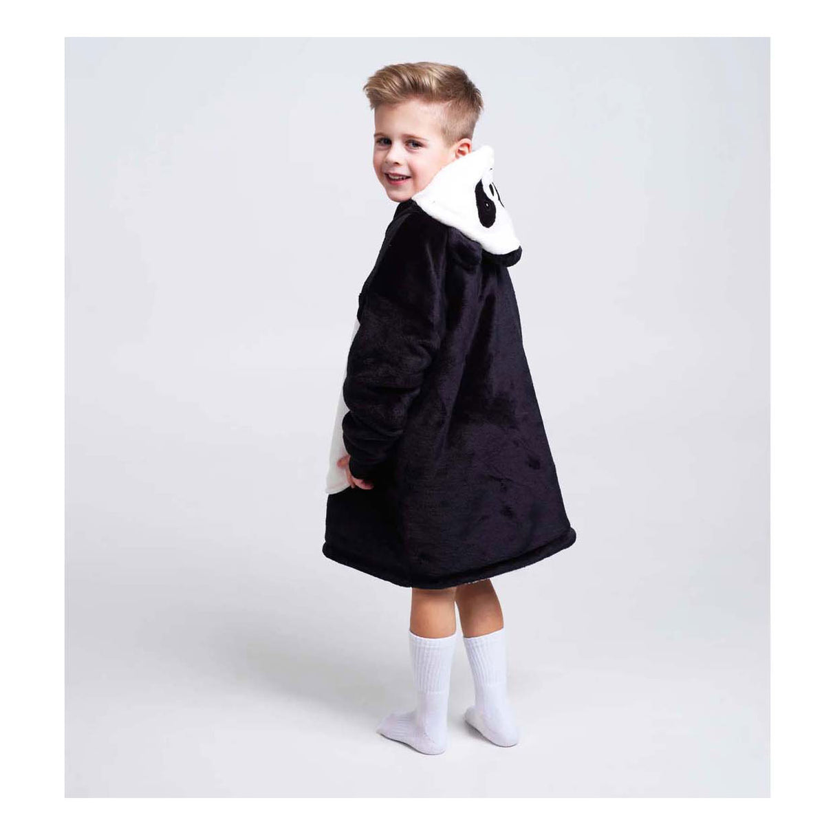 Noxxiez plyšová mikina s kapucňou malý sveter panda, 3-6 rokov