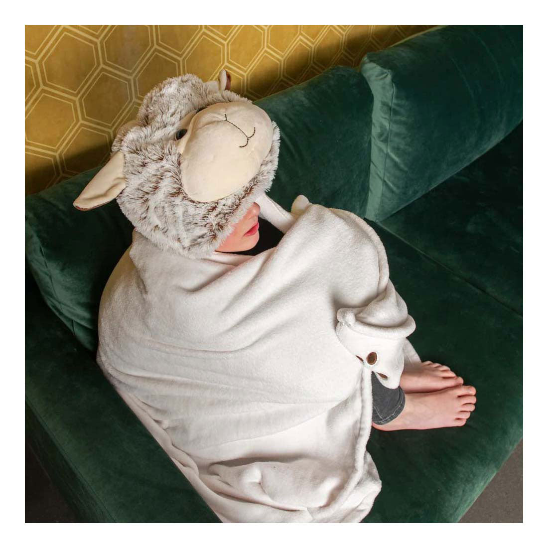 Noxxiez sheep hooded cuddle blanket, 130x100cm