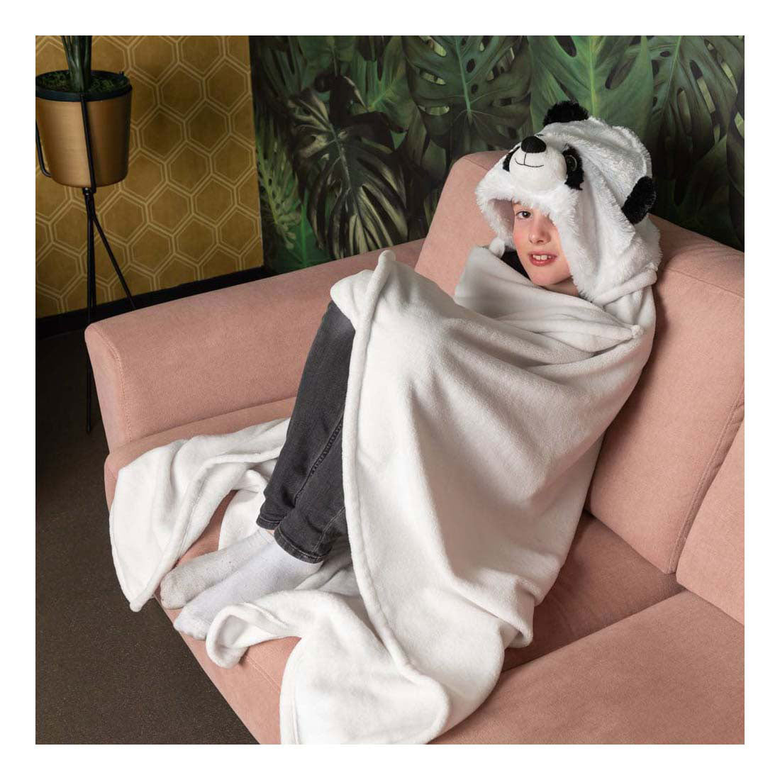 Noxxiez panda hooded cuddle blanket, 130x100cm