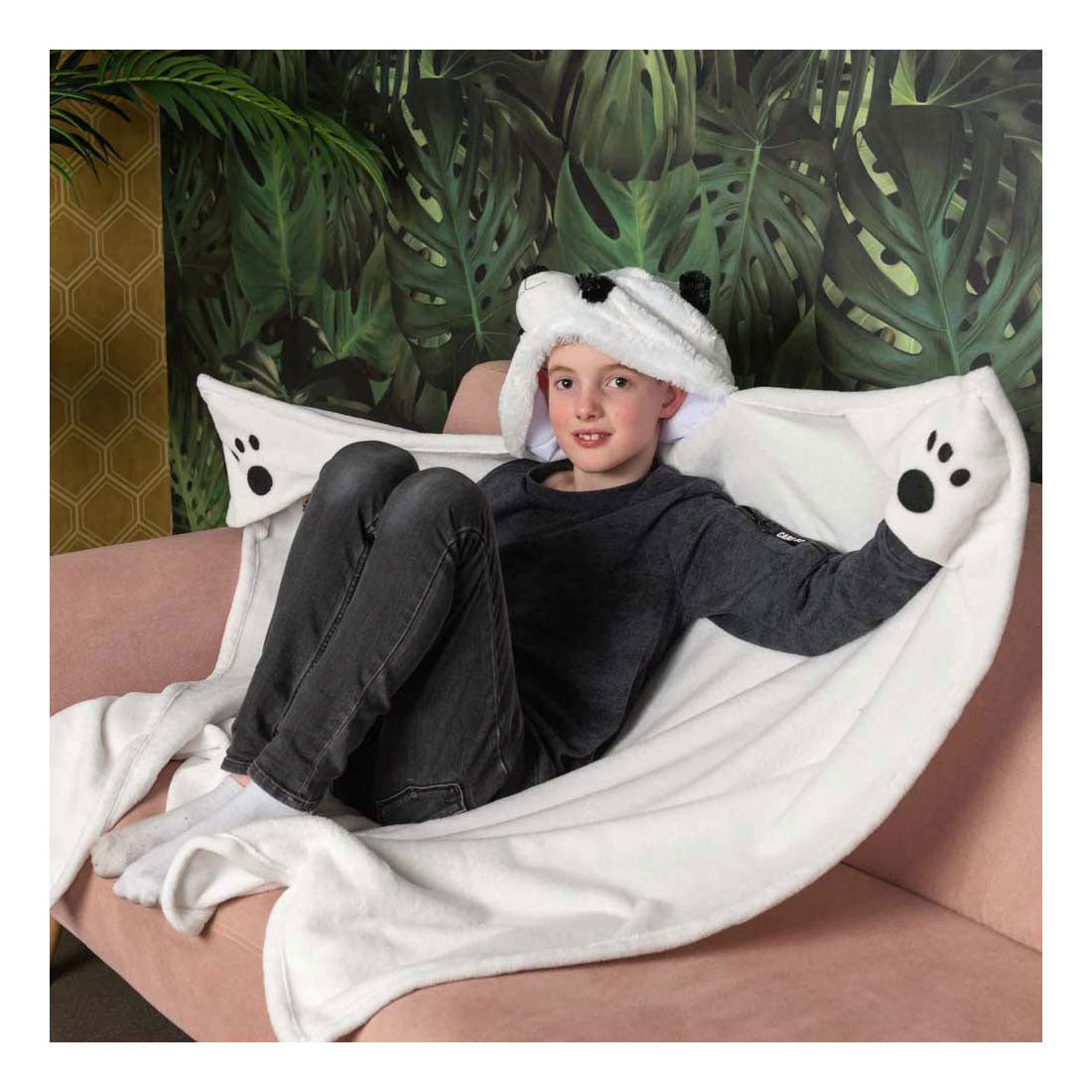 Noxxiez panda hooded cuddle blanket, 130x100cm