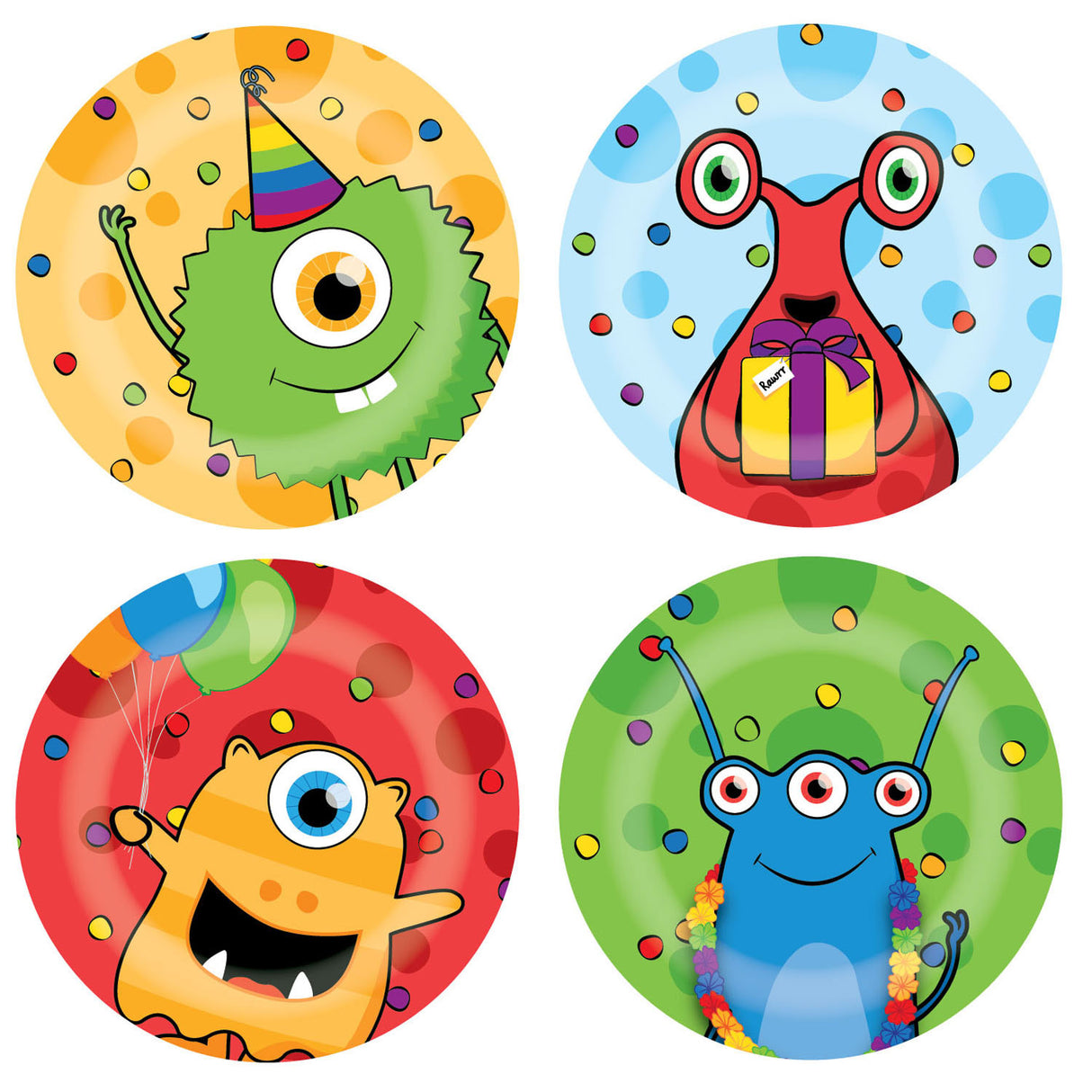Monster Party Plates, 8 pcs.