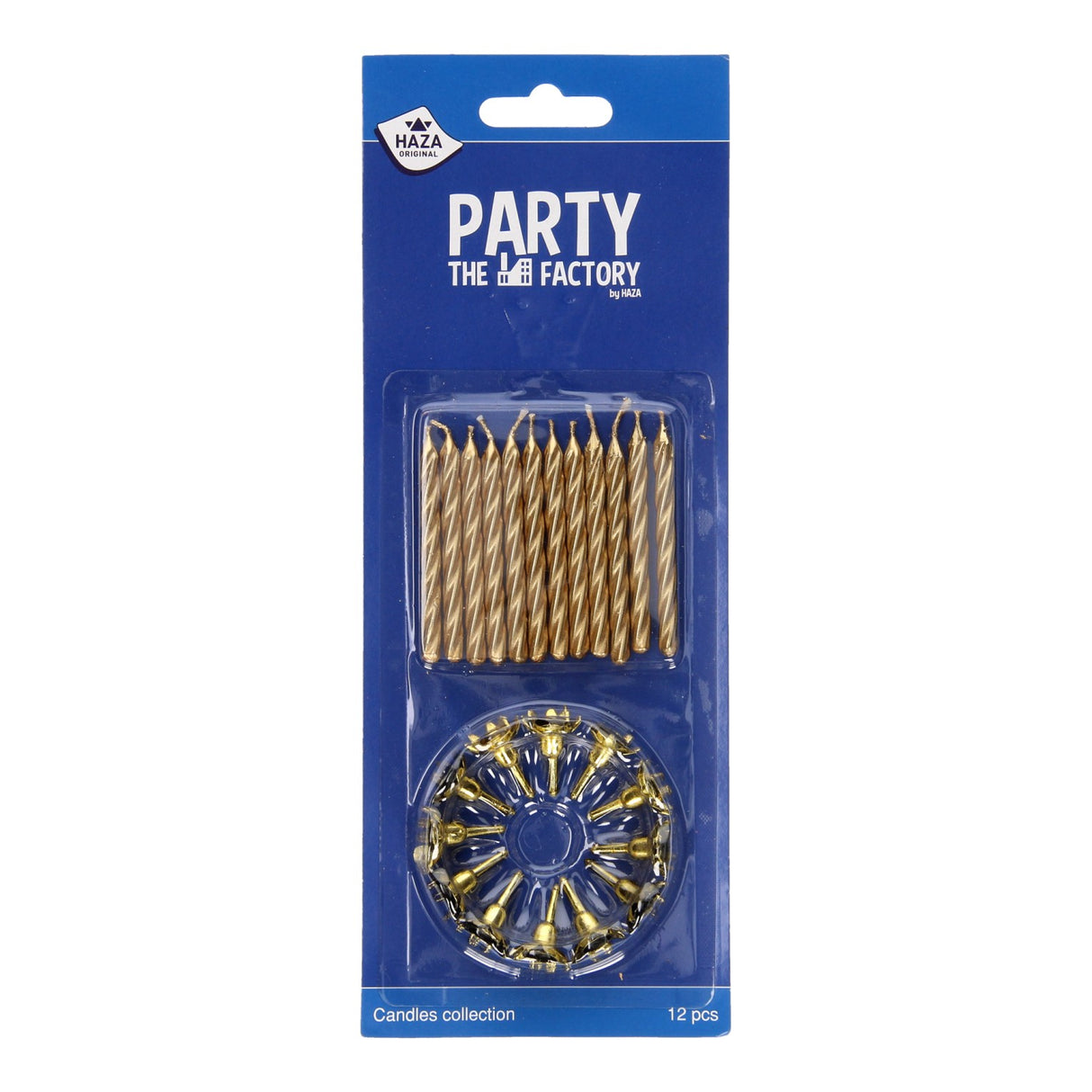 HAZA Witbaarded Cake Candles med indehavere guld, 12 ..