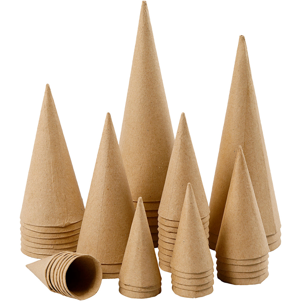 Creativ company cones, h: 8-20 cm, d 4-8 cm, 50 pieces 1 box