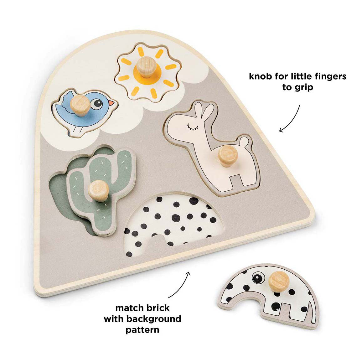 Done by deer wooden stud puzzle lalee beige, 5 pcs.