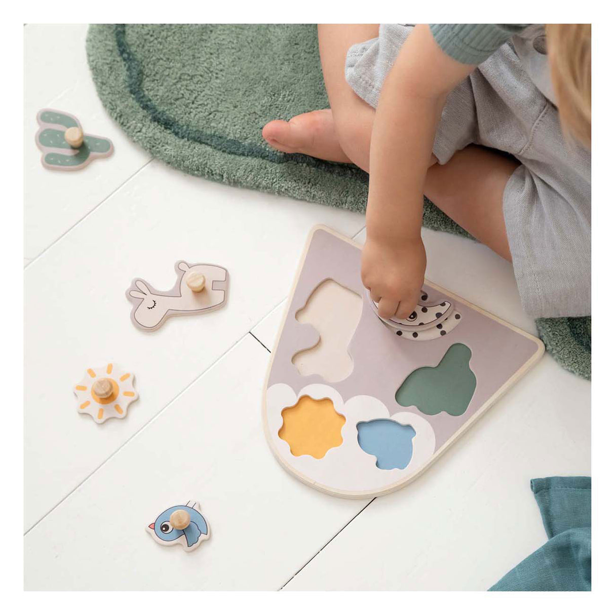 Done by deer wooden stud puzzle lalee beige, 5 pcs.