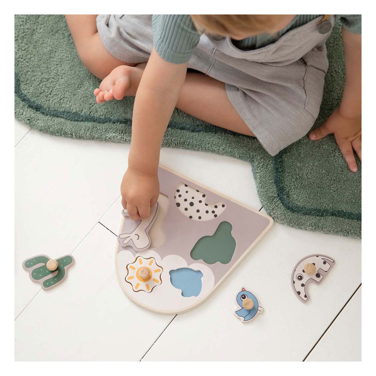 Done by deer wooden stud puzzle lalee beige, 5 pcs.