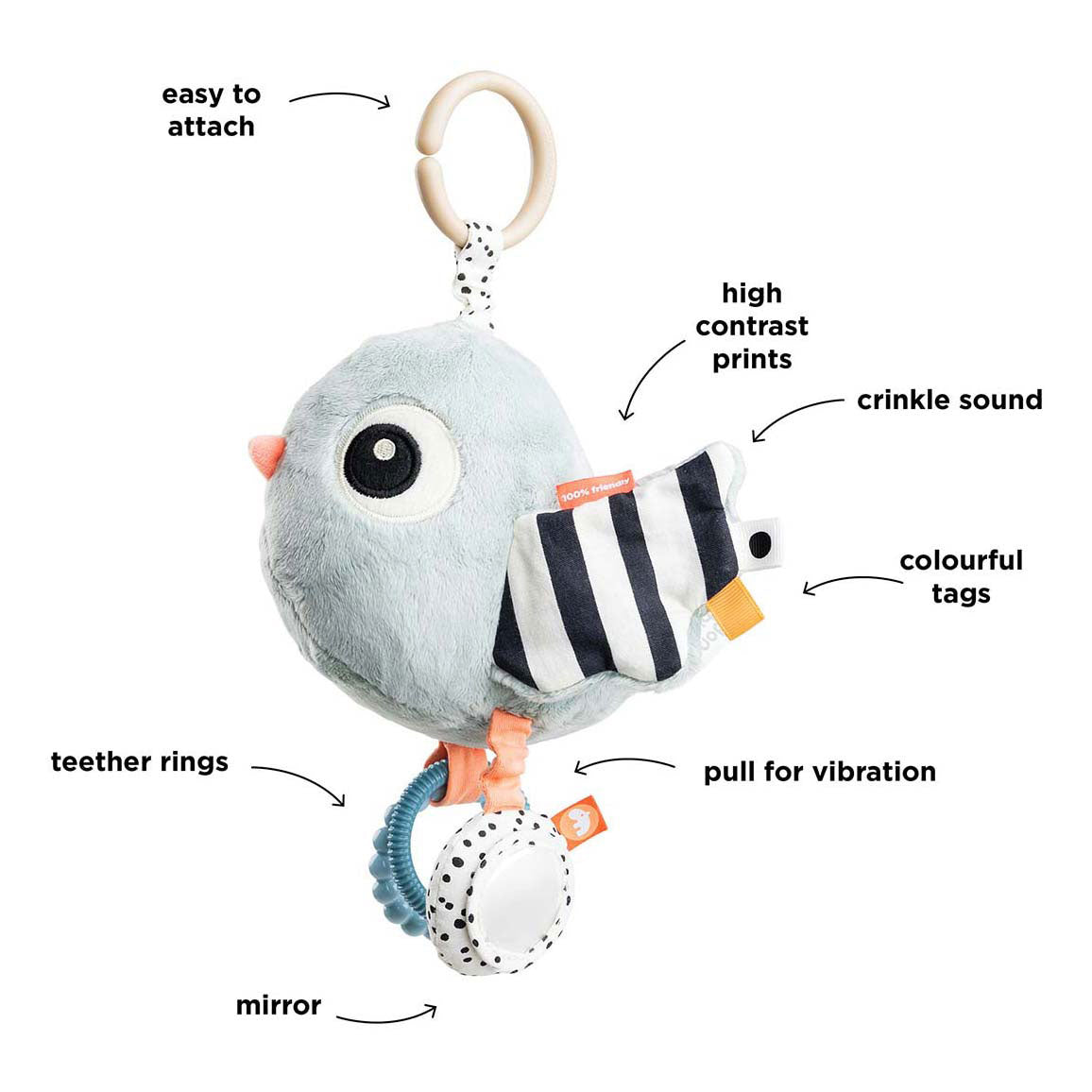 Fatto da attività di cervo giocattoli sensoriali birdee blu