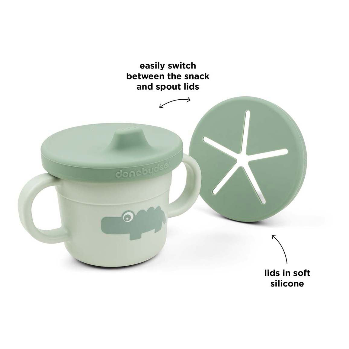 Done by deer snack spout cup croco green, 215ml