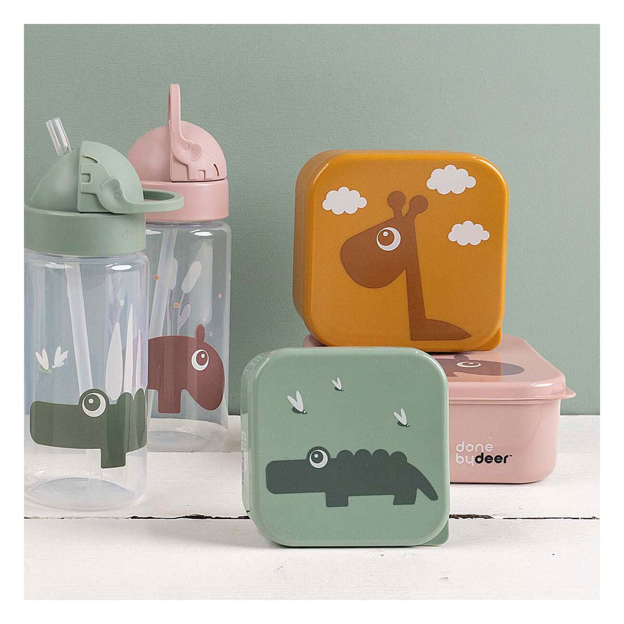 Hecho por ciervo vaso de paja verde cocodrilo, 350ml