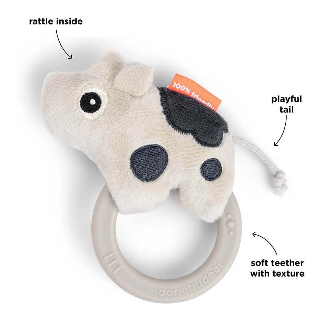 Изработено от еленска дрънкалка пръстен за зъби dotti beige