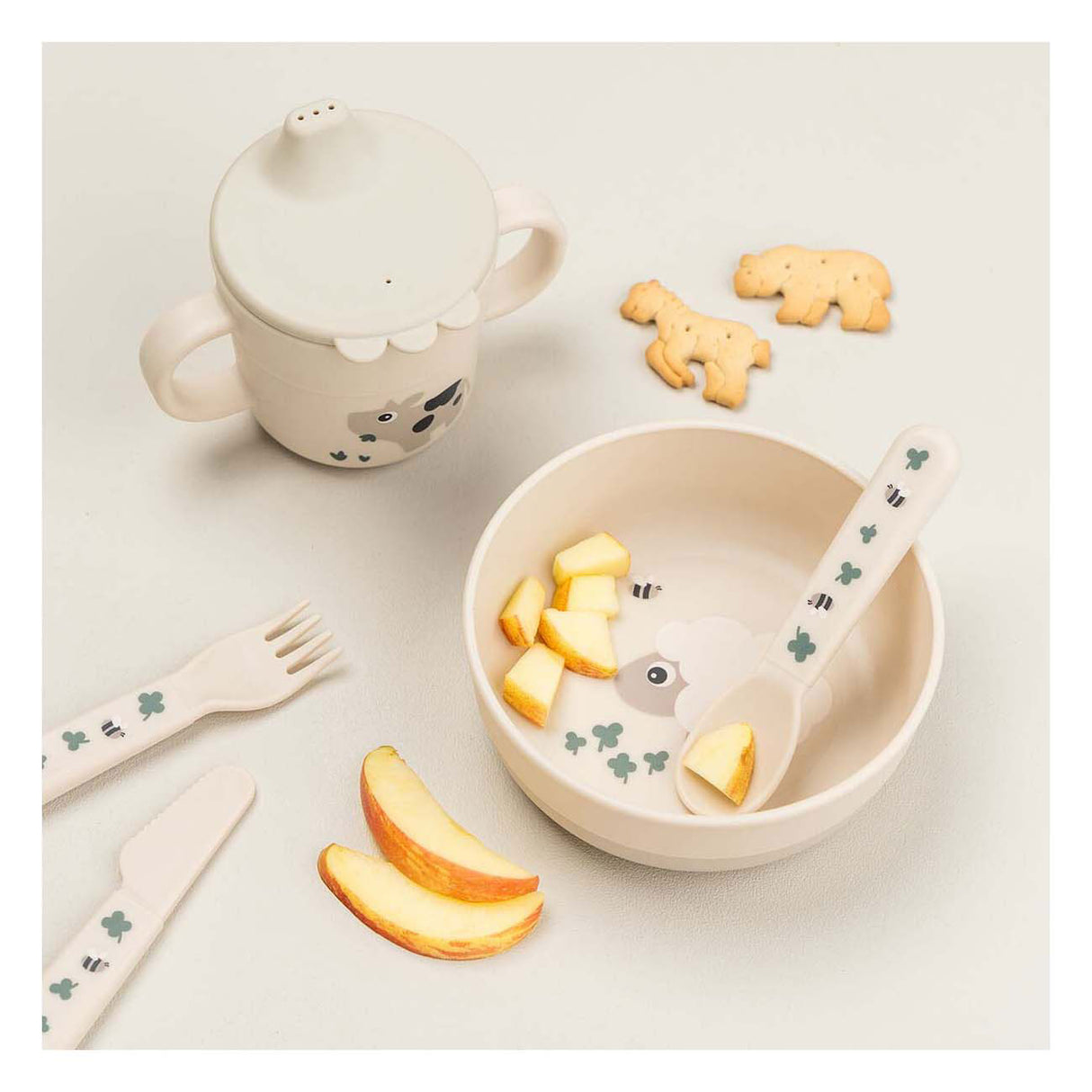 Fait par l'échelle de consommation de cerfs petits beige de ferme