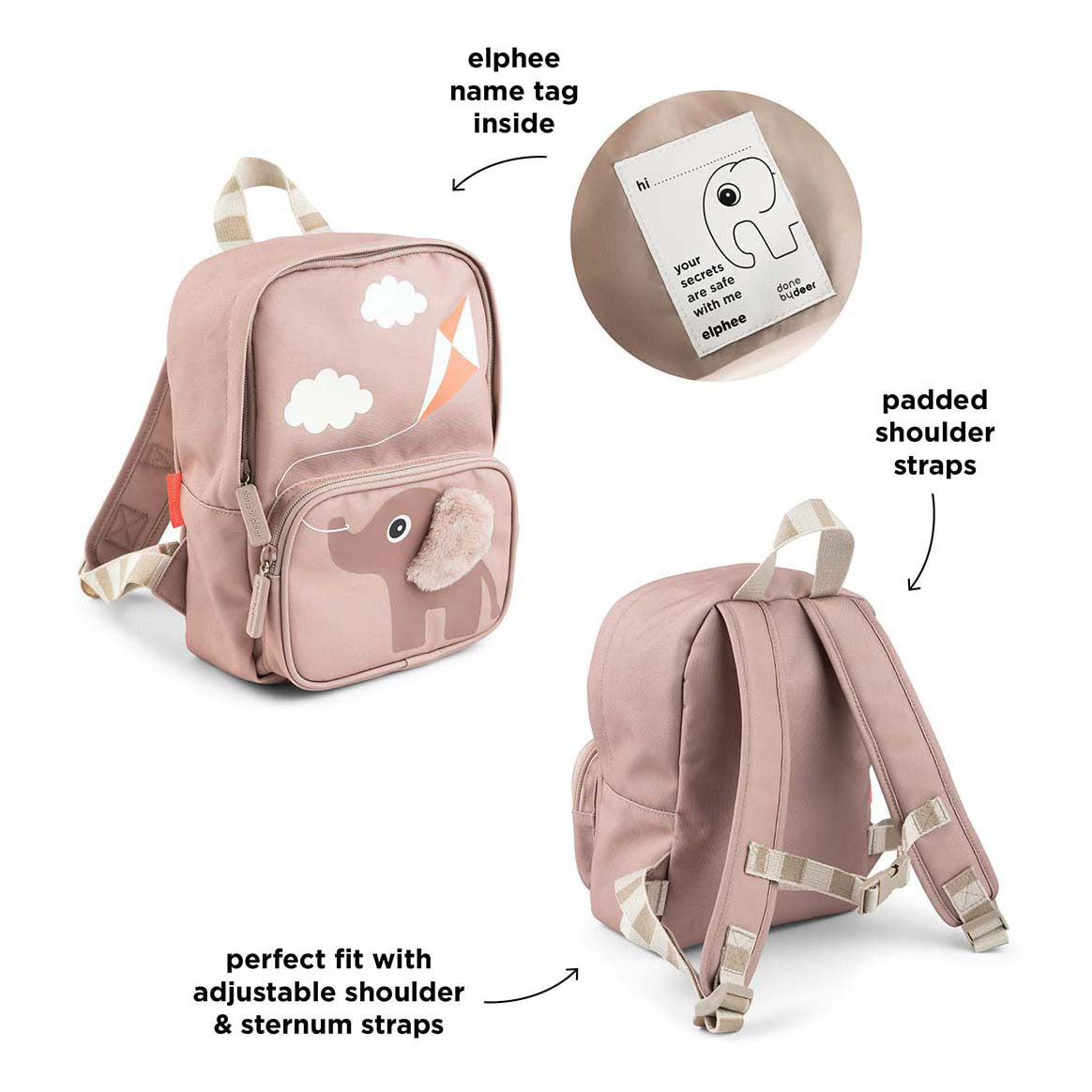 Hecho por la mochila de ciervos Elphee Pink 4 L