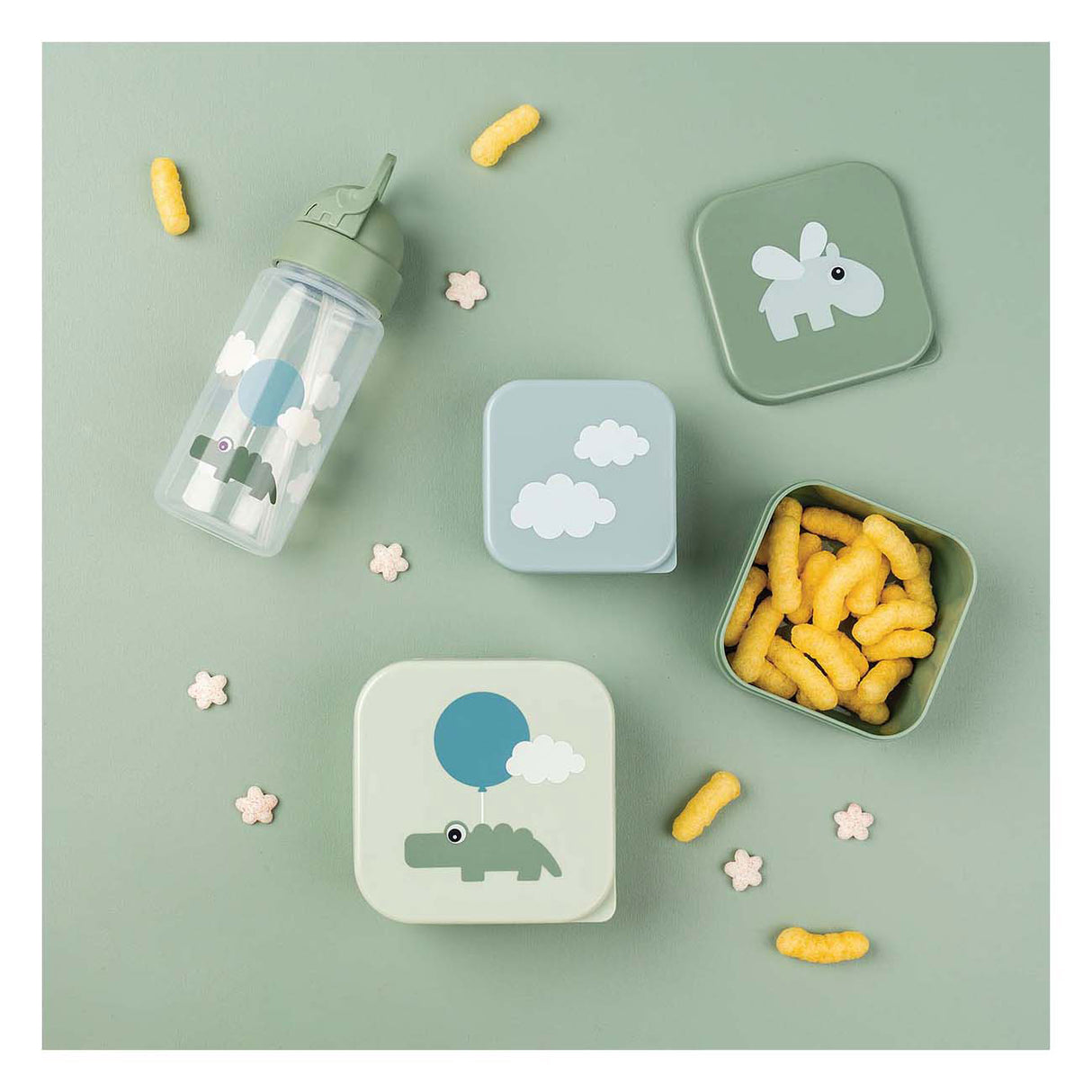 Done by deer снакс кутия happy clouds зелена, 3 бр.