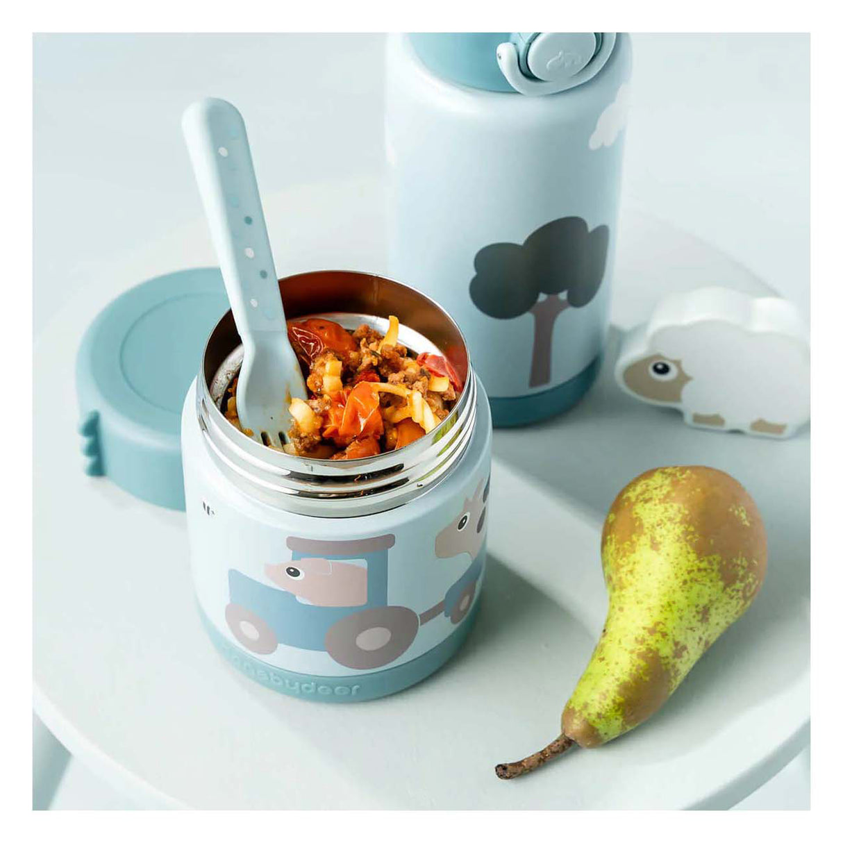 Done by deer geïsoleerde voedselbakje tiny farm - blauw