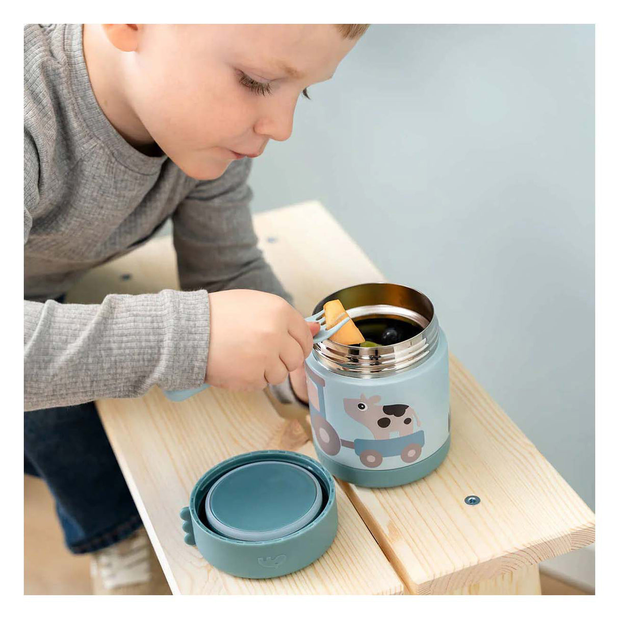 Done by deer geïsoleerde voedselbakje tiny farm - blauw