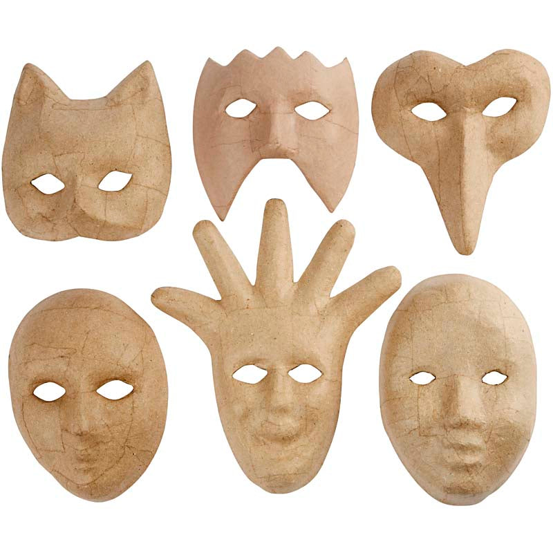Creativ company masks, h: 12-21 cm, 6 pieces 1 box