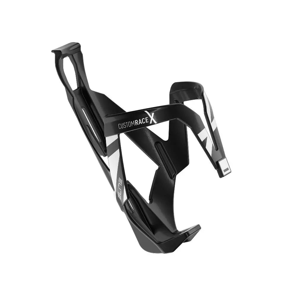 Elite bottle cage custom race x bottle cage custom race x black white glossy