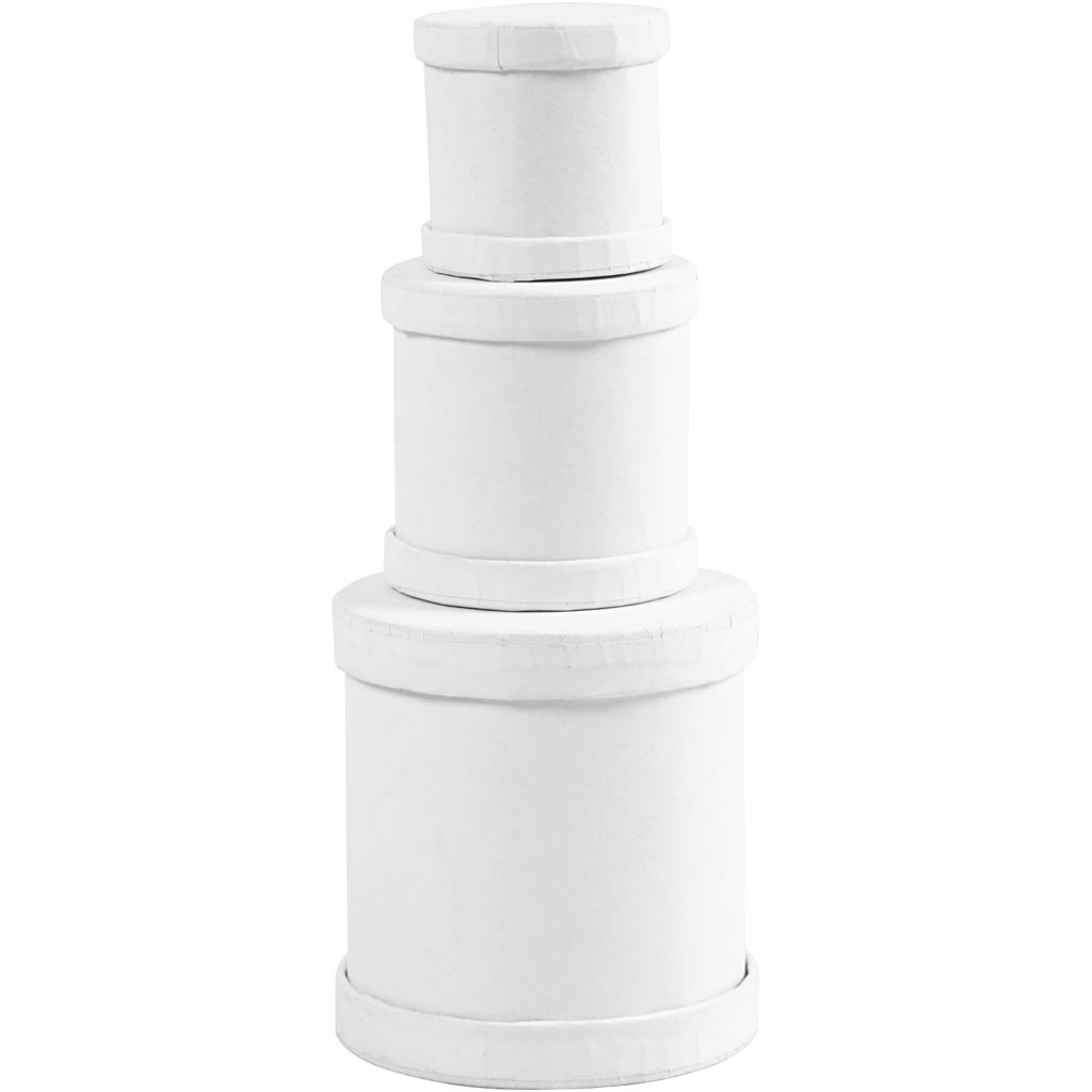 Creativ company drum box set, h: 4+5+7 cm, d 4+5+6.5 cm, white, 1 set