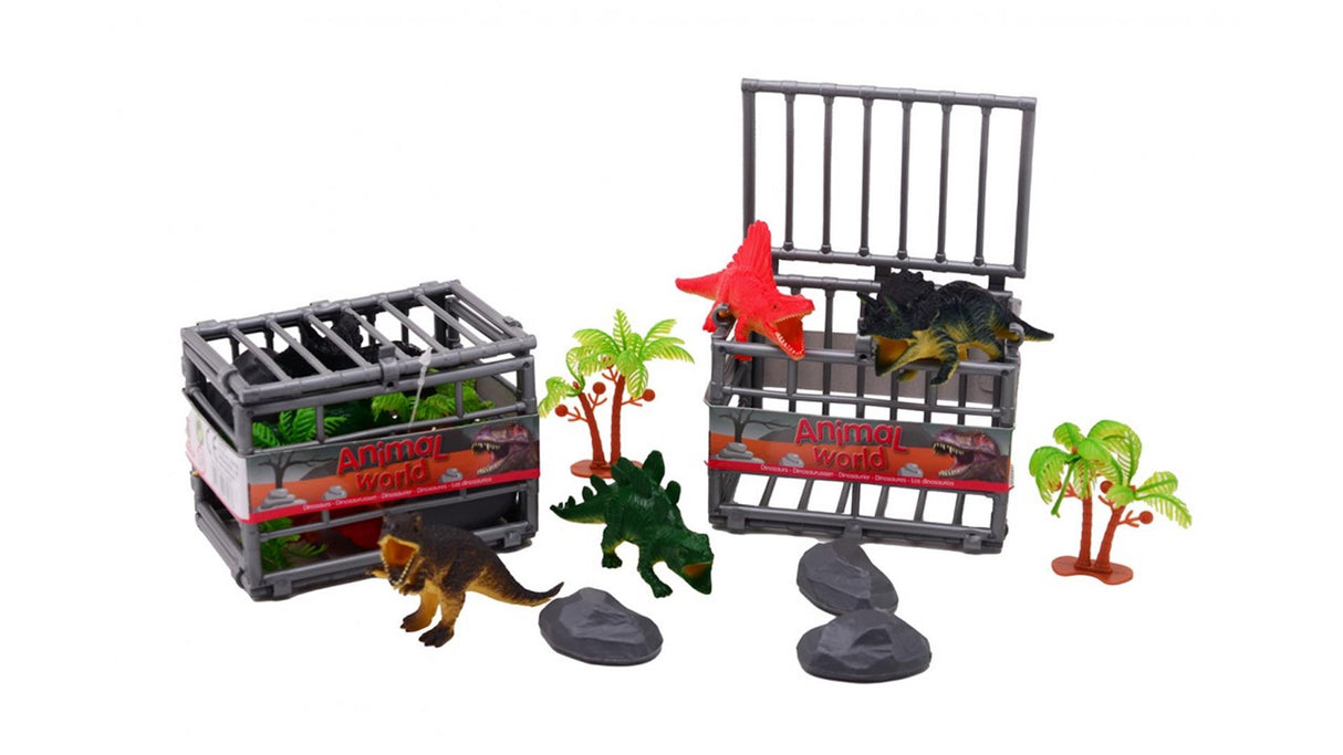 Johntoy john toy dinosaurussen in kooi 10-delig