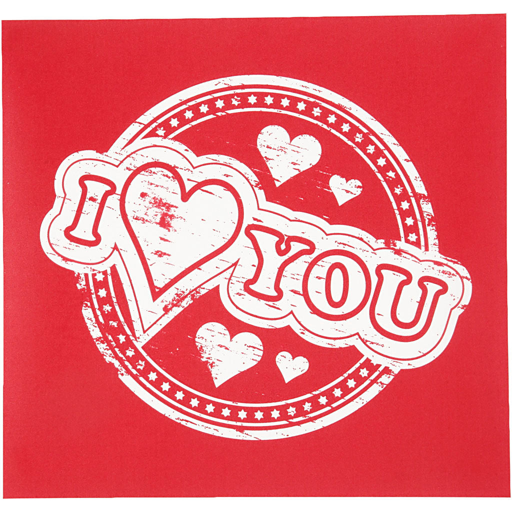 Screen stencil, i love you, sheet 20x22 cm, 1 sheet