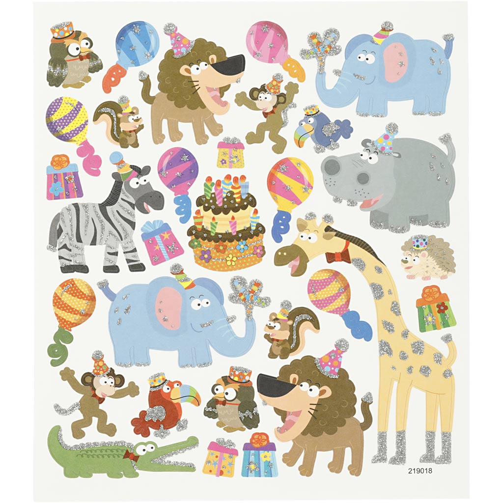 Creativ company stickers, animals birthday, sheet 15x16.5 cm, 1 sheet