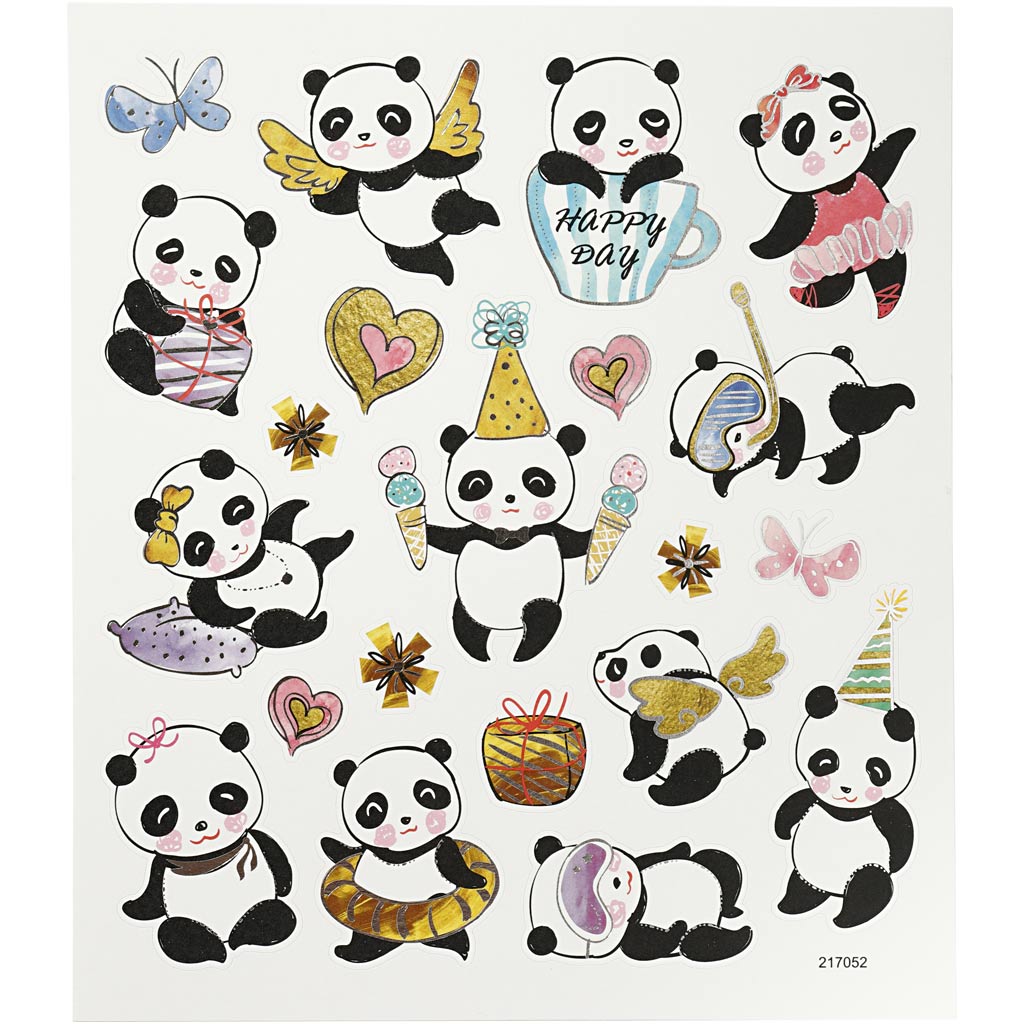 Creativ company stickers, pandas, sheet 15x16.5 cm, 1 sheet