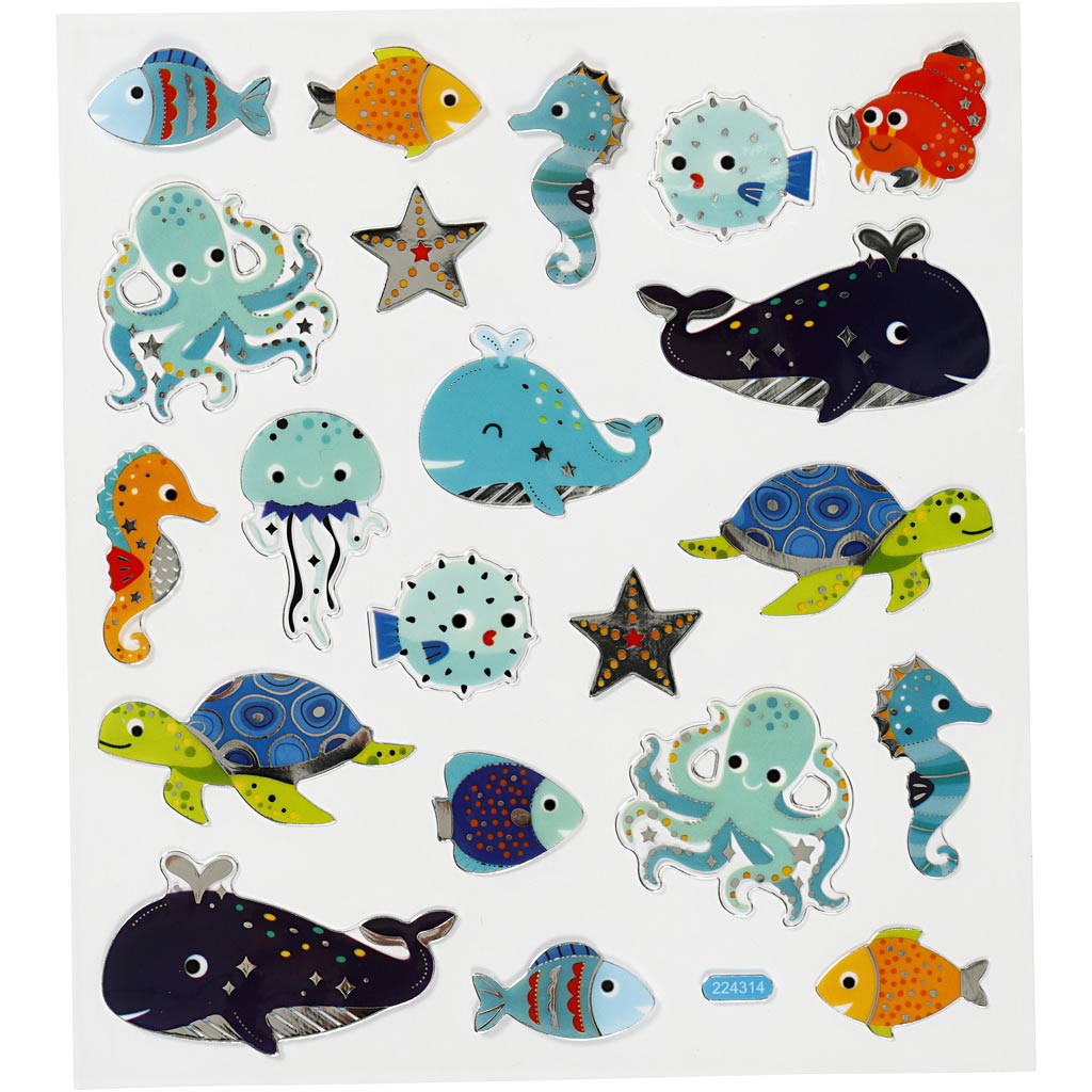 Creativ company stickers, sea animals, sheet 15x16.5 cm, 1 sheet