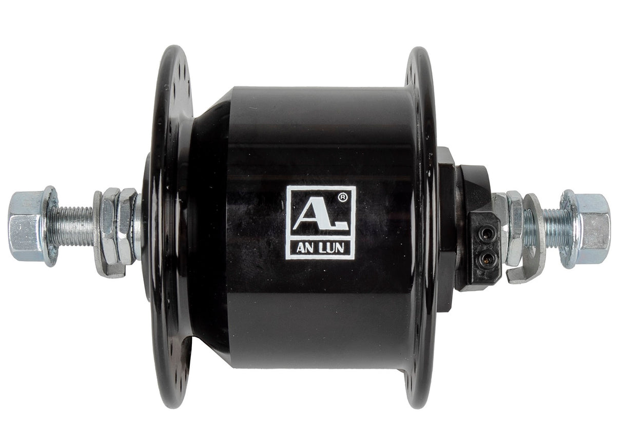 En lun anlun framnav nav dynamo 36g shimano comp solid axel svart