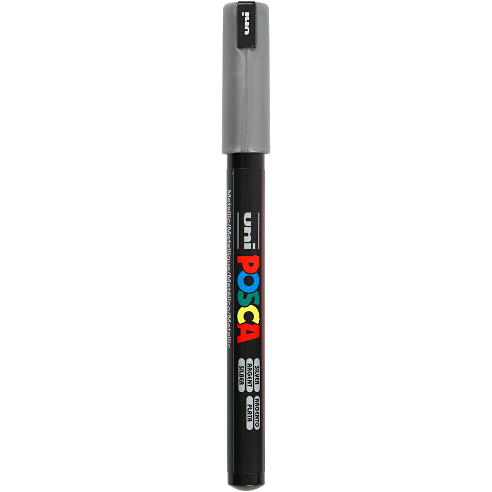 Uni-posca posca marker, afm pc-1mr, lijndikte 0,7 mm, extra-fijn, zilver, 1 stuk