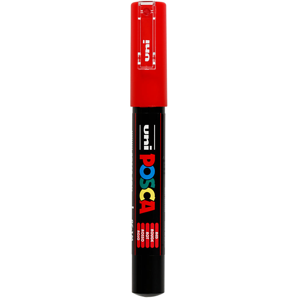Uni-posca posca marker, size pc-1m, line width 0.7 mm, extra-fine, red, 1 piece